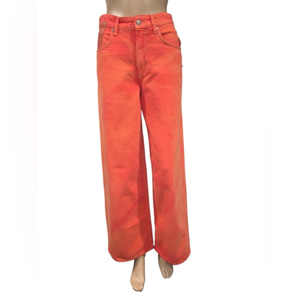 Free People We The Free Waterfalls Baggy Wide Leg Jeans Orange Size 25 - Picture 4 of 16
